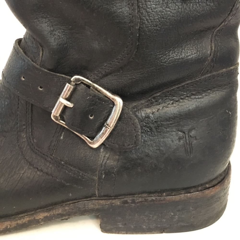 Black Leather Buckle Boots - Picture 3 of 9